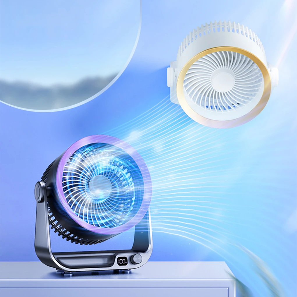 Wall Mounted Fan Portable USB Rechargeable Fan Adjustable 100 Level Desktop Fan Silent Charging Dormitory Office Air Circulation