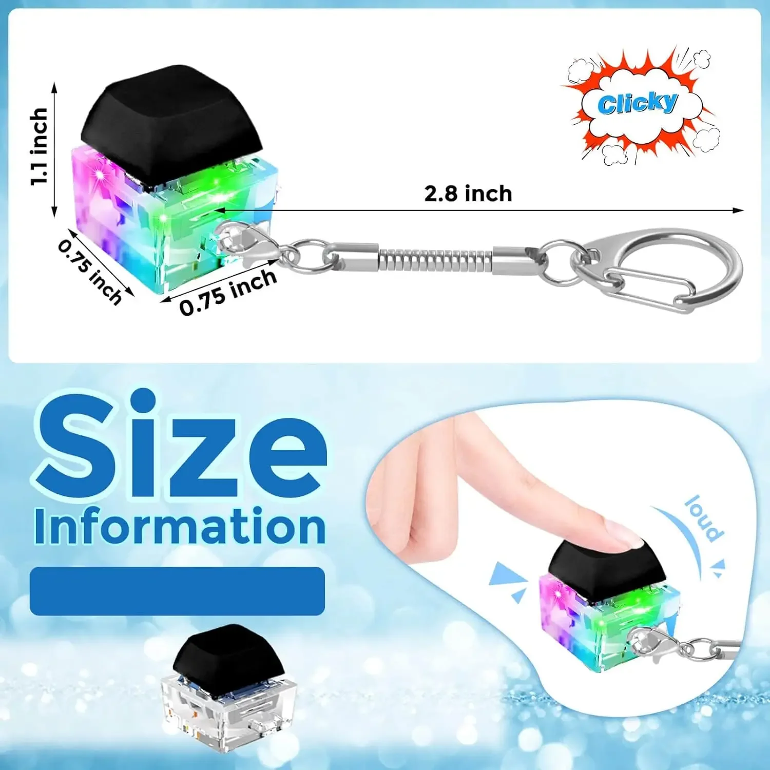 Keyboard Fidget Toys Keychain Keyboard Decompression Toys Fidget Toy Stress Relief Gifts Finger Clicker Key Chain