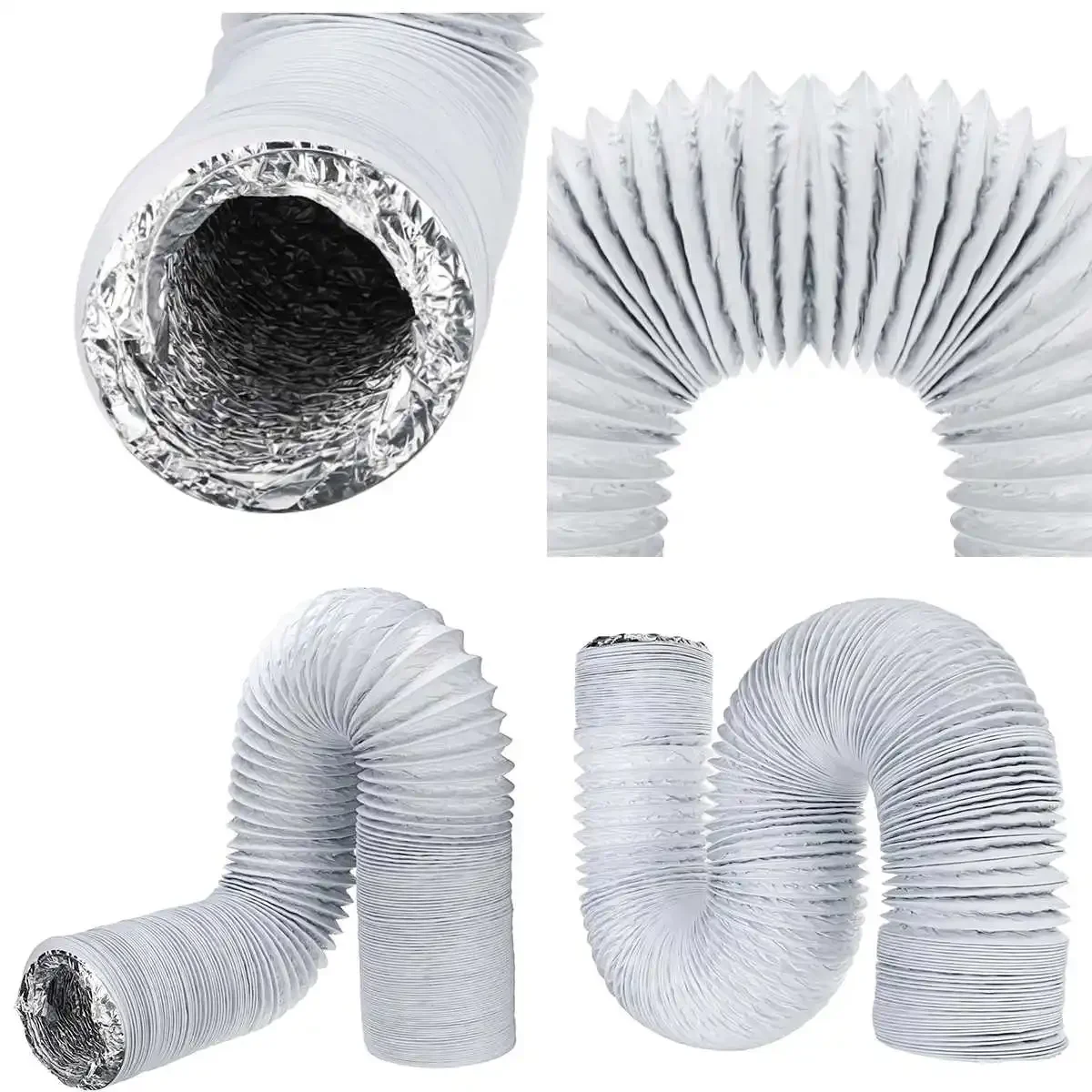 150mm 6 inch Ventilator Pipe PVC Aluminum Foil Ventilation Pipe Ventilation Hose Air Ventilation Pipe Valve Air Conditioner Exhaust Duct System Vent
