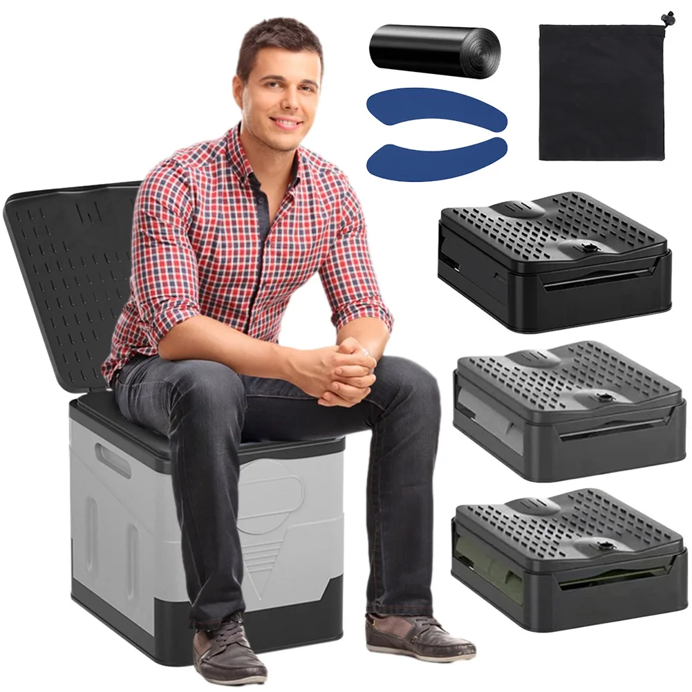 

Car Toilet Bucket Strong Bearing Capacity Trash Can Stool Portable Folding Camping Toilet for Adults & Kids for Truck Camping