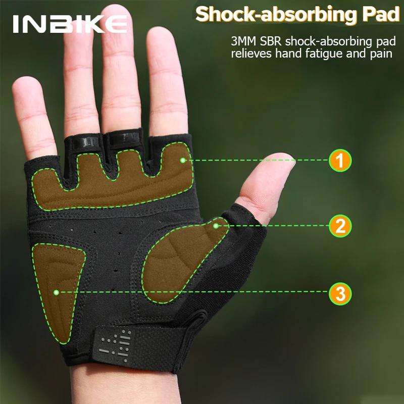 INBIKE Men's Cycling Gloves Half Finger Summer MTB Gloves Shock-absorption Mountain Bike Gym Sports Gloves Cycling Accessories 3