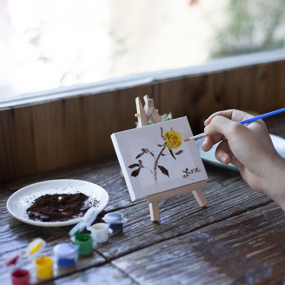 10Pcs 어린이 나무 이젤 미니 캔버스 패널 그림 공예 드로잉 스케치 패드 어린이 손으로 그린 ??보드 아트 교육 파티