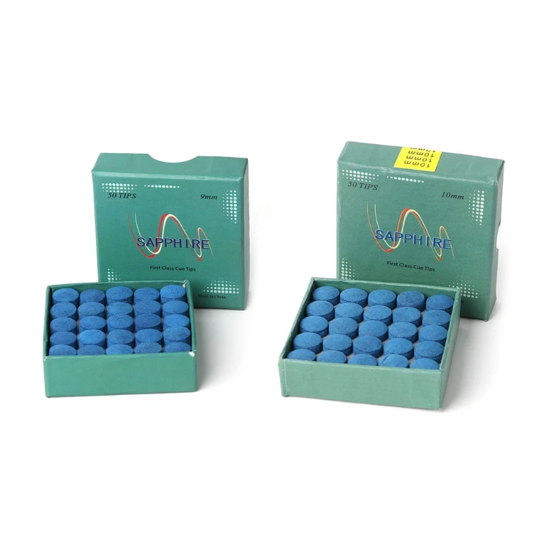 50Pcs Pool Cue Tips Billiard Cue Stick Replacement Tips with Storage Box Snooker Pool Cues Blue for Cues