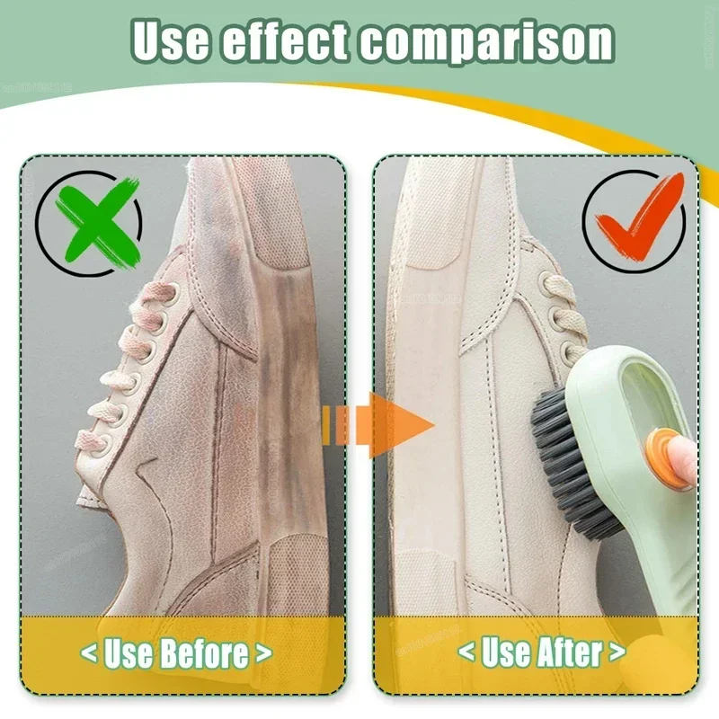 1/2pcs Shoes Brush Automatic Liquid Discharge Multifunction Press Out Shoes Cleaner Soft Bristles Clothes Brushes Cleaning Tool 5