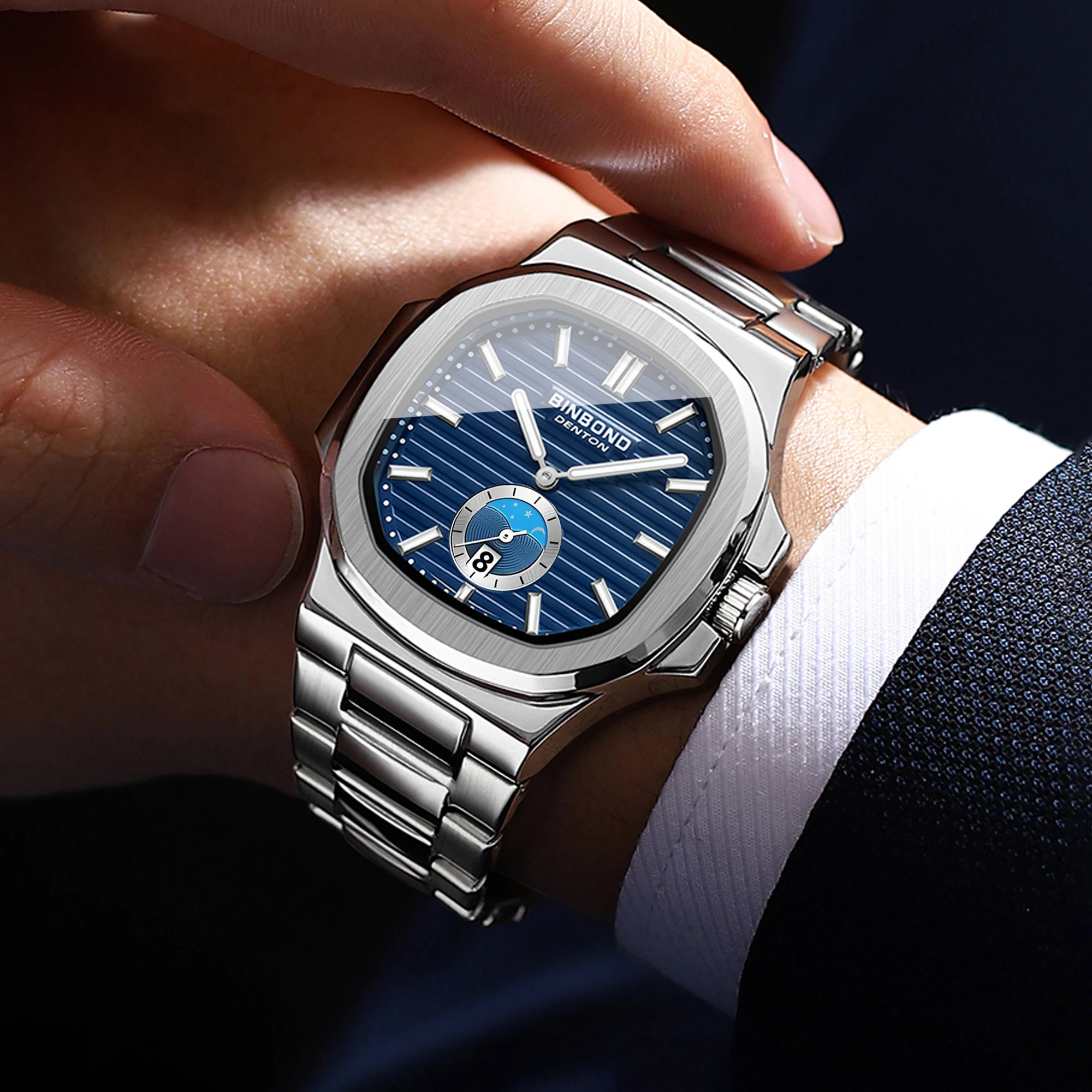 BINBOND Luxury Luminous Stainless Steel Men's Quartz Watch - Waterproof and Stylish