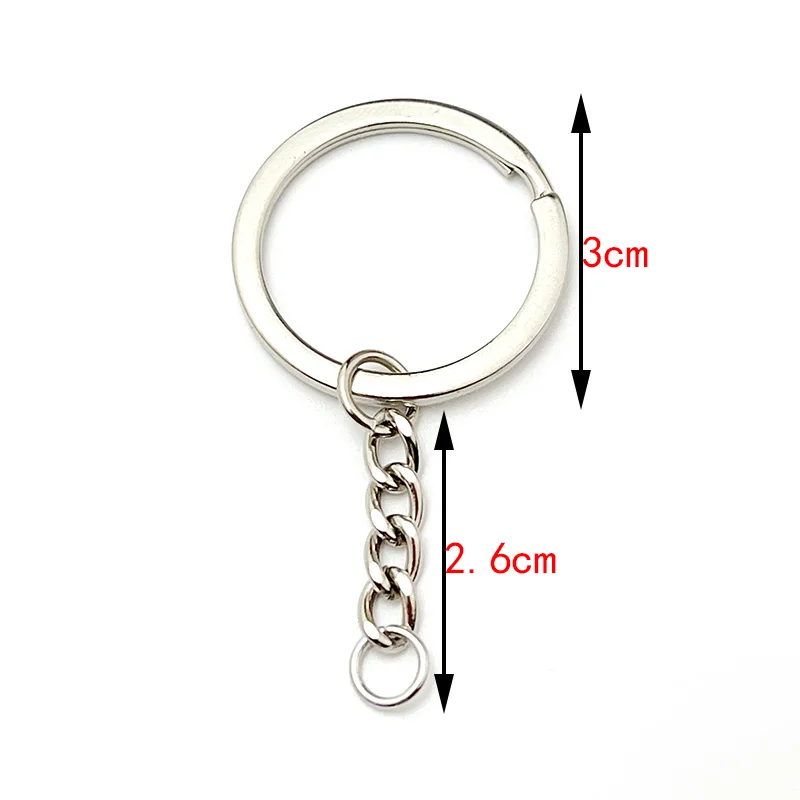Bulk Pack of 30mm Round Flat Wire Metal Key Rings for DIY Crafts & Jewelry Making