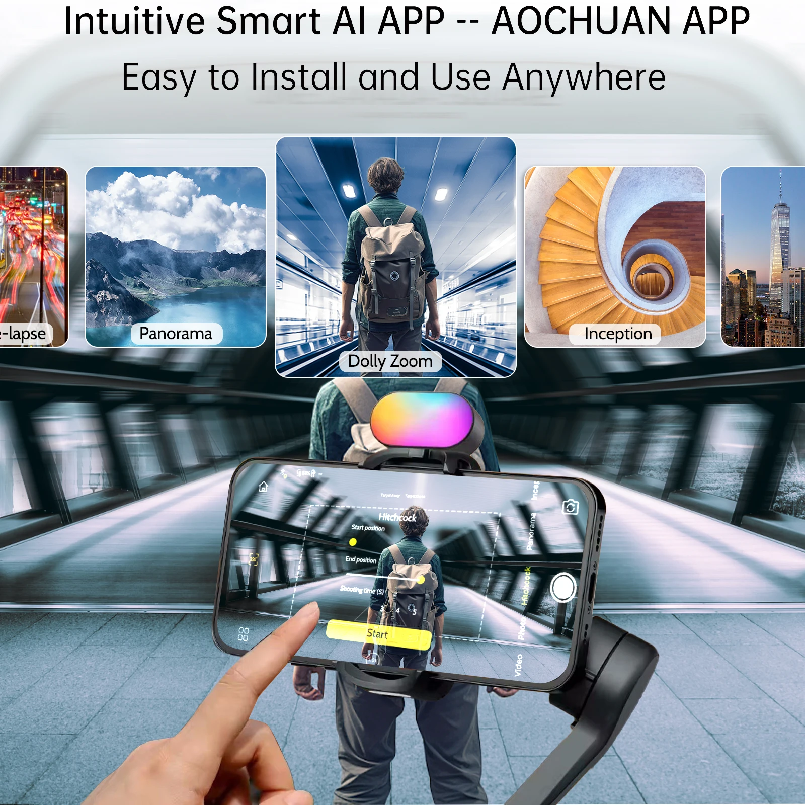 AOCHUAN Smart XE Kit Gimbal Stabilizer for Smartphone iPhone