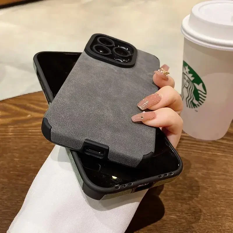 Étui en cuir de luxe résistant aux chocs pour iPhone 16 Pro Max 15 14 13 Plus, housse de protection complète colorée pour appareil photo_voghion.com