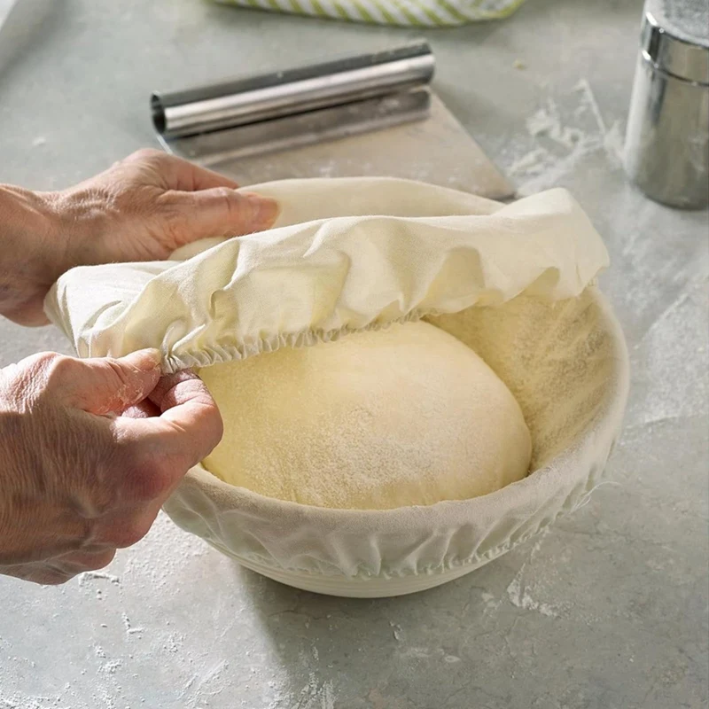 LUDA Bread Protection Basket, Dough Protection Basket Round Handmade Rattan Basket, Handmade Bread Making Kit 23X8cm