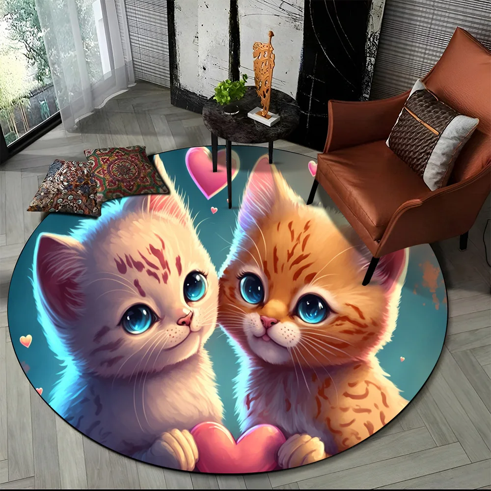Tapete redondo 3D gato persa, tapete para sala de estar, quarto, decoração de sala de jogos infantil, tapete antiderrapante para animais de estimação, desenho animado de trapo, fofo 27 S07fec74be1fc4c10a17832d9ef33d77b2