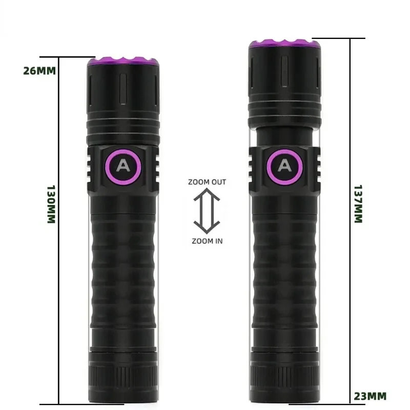 Rechargeable 5W UV Flashlight with Zoom - Black Light for Resin Curing and Pet Urine Detection