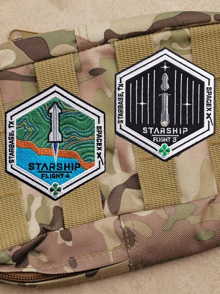 Tactical Patch SpaceX Starship Test Flight Embroidered Super Heavy Starbase TX Mission Stickers