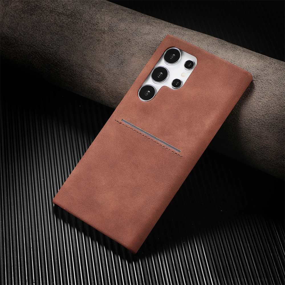 Retro Sheepskin Leather Card Slot Bumper Case with Matte Cover