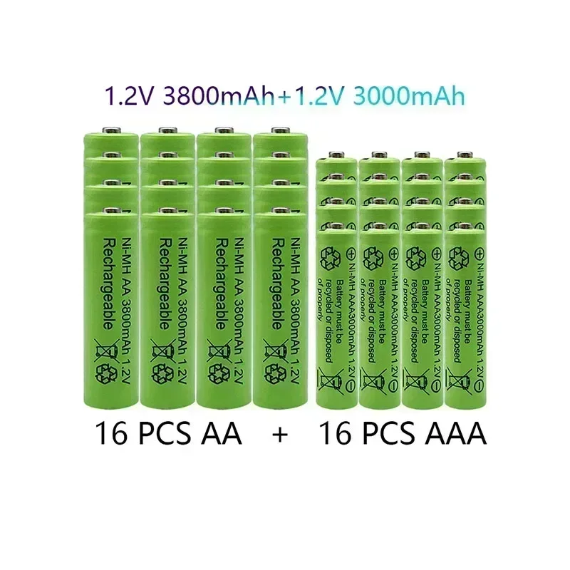 Rechargeable Battery 1.2V Rechargeable battery AA 3800mAh +AAA 3000mAh NI-MH