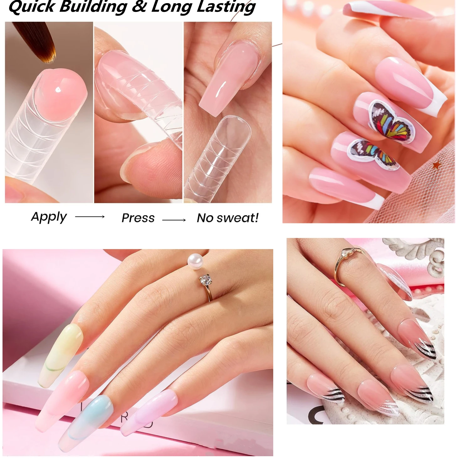 Makartt Poly Nail Extension Gel 30ML / 50ML Pink Clear White Blue Nail Gel Trendy Nail Art Design French Manicure For Starters 5