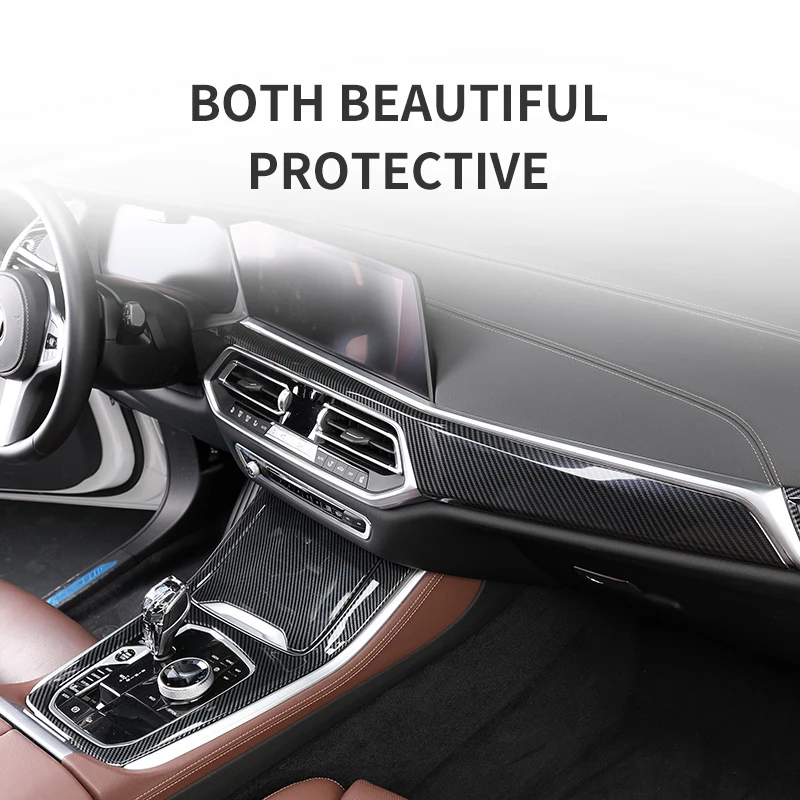 Carbon Fiber Center Console Panel Cover For BMW X5 G05 2019-2022 Car Instrument Panel Frame Stickers Interior Trim Accessories