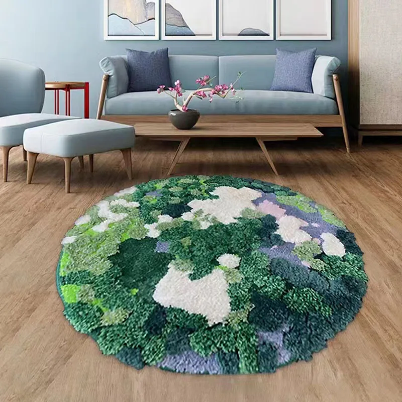 Round-Carpets-Moss-Forest-Plush-Flocking-Carpet-Mats-For-Living-Room ...