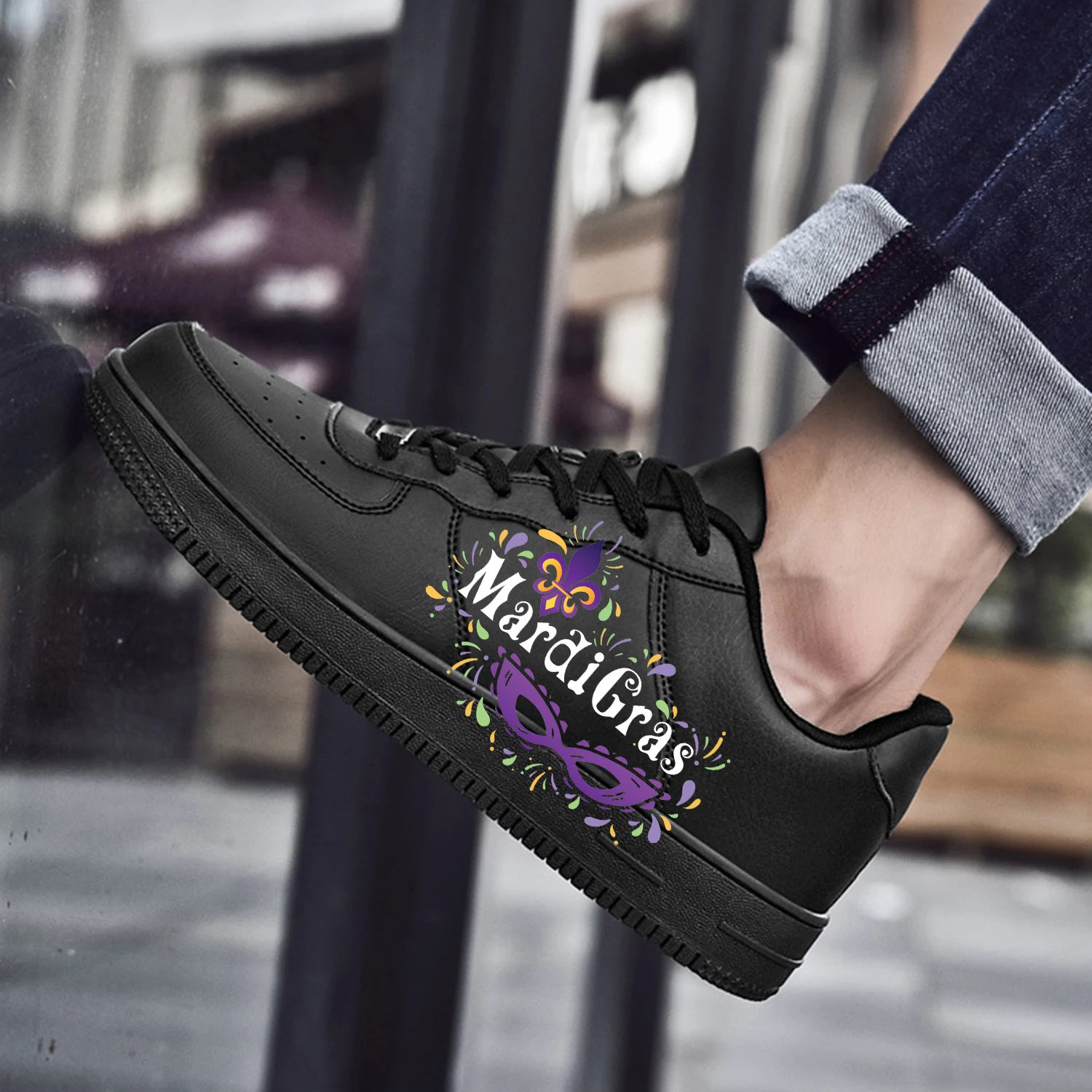 Mardi Gras AF Basketball Mens Womens Sports Running High Quality Flats Force Sneakers Lace Up Mesh Customized Made Shoe DIY
