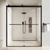 Frameless Shower Door,60" W X 74" H Double Sliding Door with 5/16" SGCC Tempered Clear Glass,Matte Black Shower Door 2