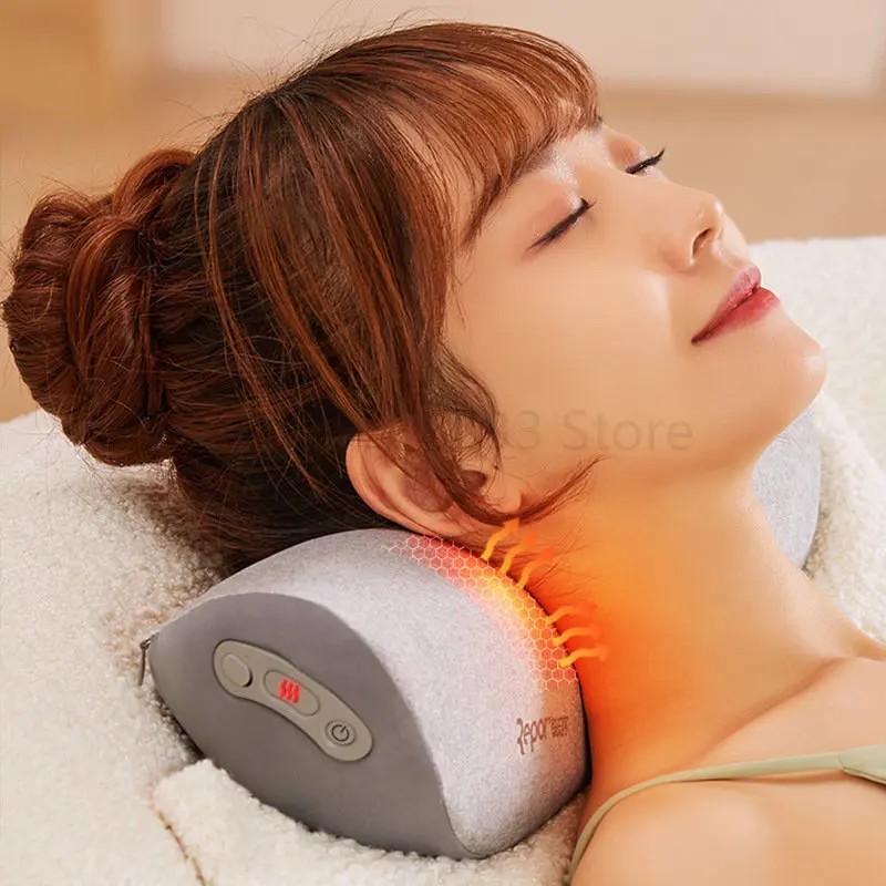 Cervical Curvature Stretching Neck Pillow Graphene Hot Compress Chiropractic Pillow Wireless Battery Life Roller Massager монитор benq 31 5 ex3210r mobiuz curvature 9h lkalb qbe