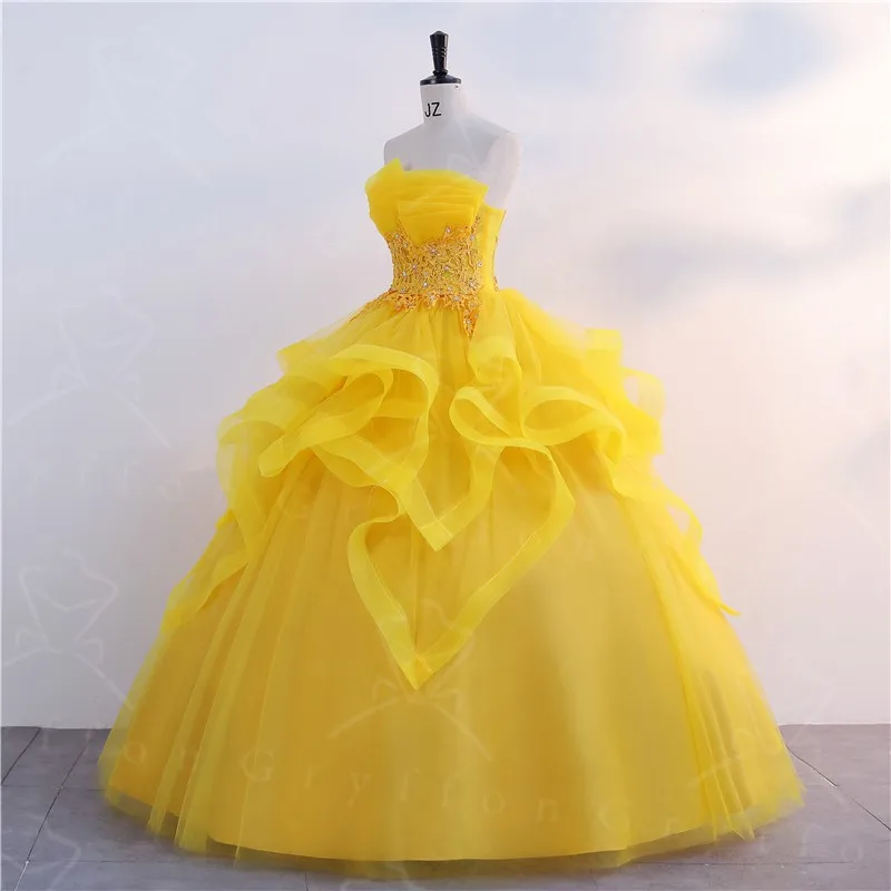 Gold Quinceanera Dresses Classic Strapless Ball Gown Real Photo Prom Dress Shinny Formal Gown Luxury Modern Vestidos quinceanera dresses