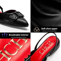 CHCH Women's Sandals 2024 New Black Pointed Flat bottomed loafers Simple Black Business Women's Shoes - Image 4