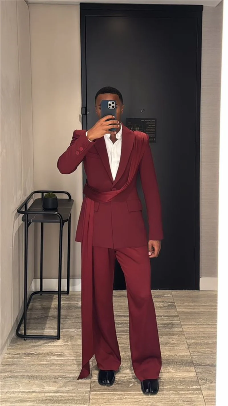 Ensemble de costumes bordeaux pour hommes