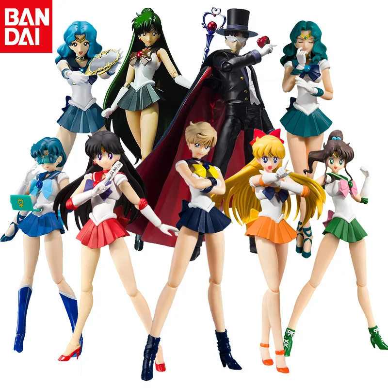 Bandai Genuine Shf Sailor Moon Figura Mobile Versione Animata Colorazione Moon Hare Mercury Mars Jupiter Venus Animation Spot