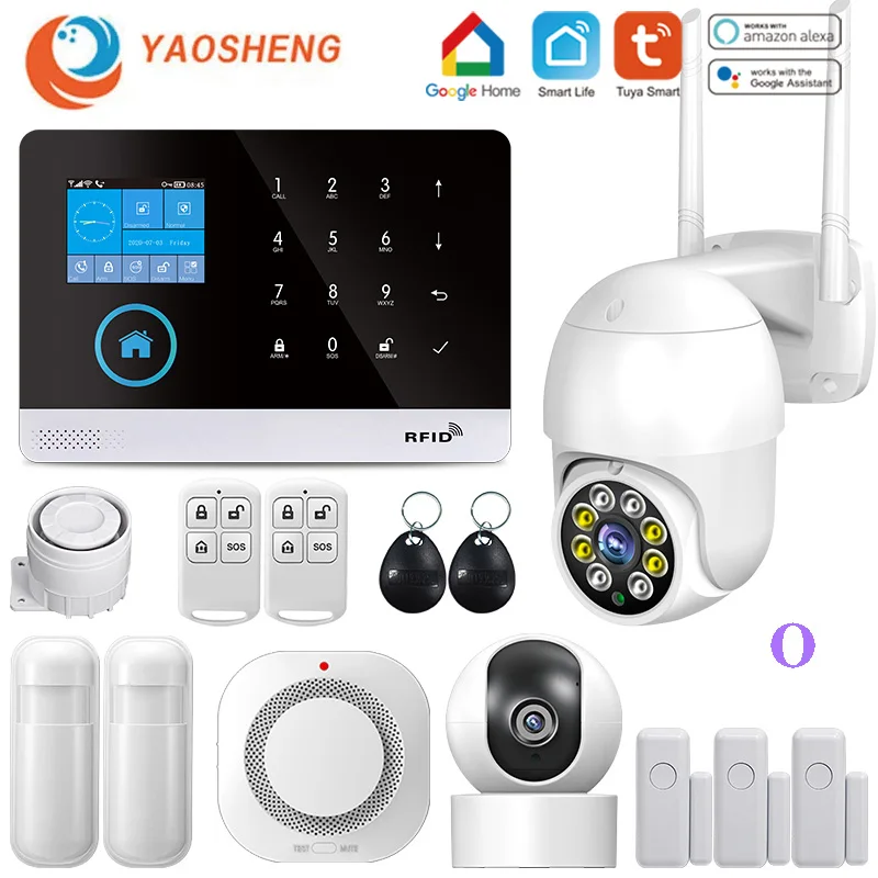 elderly emergency button Wireless WIFI GSM Home Security Alarm System For Tuya Smart Life APP With Motion Sensor Detector Compatible With Alexa & Google ring alarm pad Alarms & Sensors