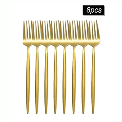 Elegant Gold Stainless Steel Fork Set - Perfect for Dining and Special Occasions (8pcs fork)