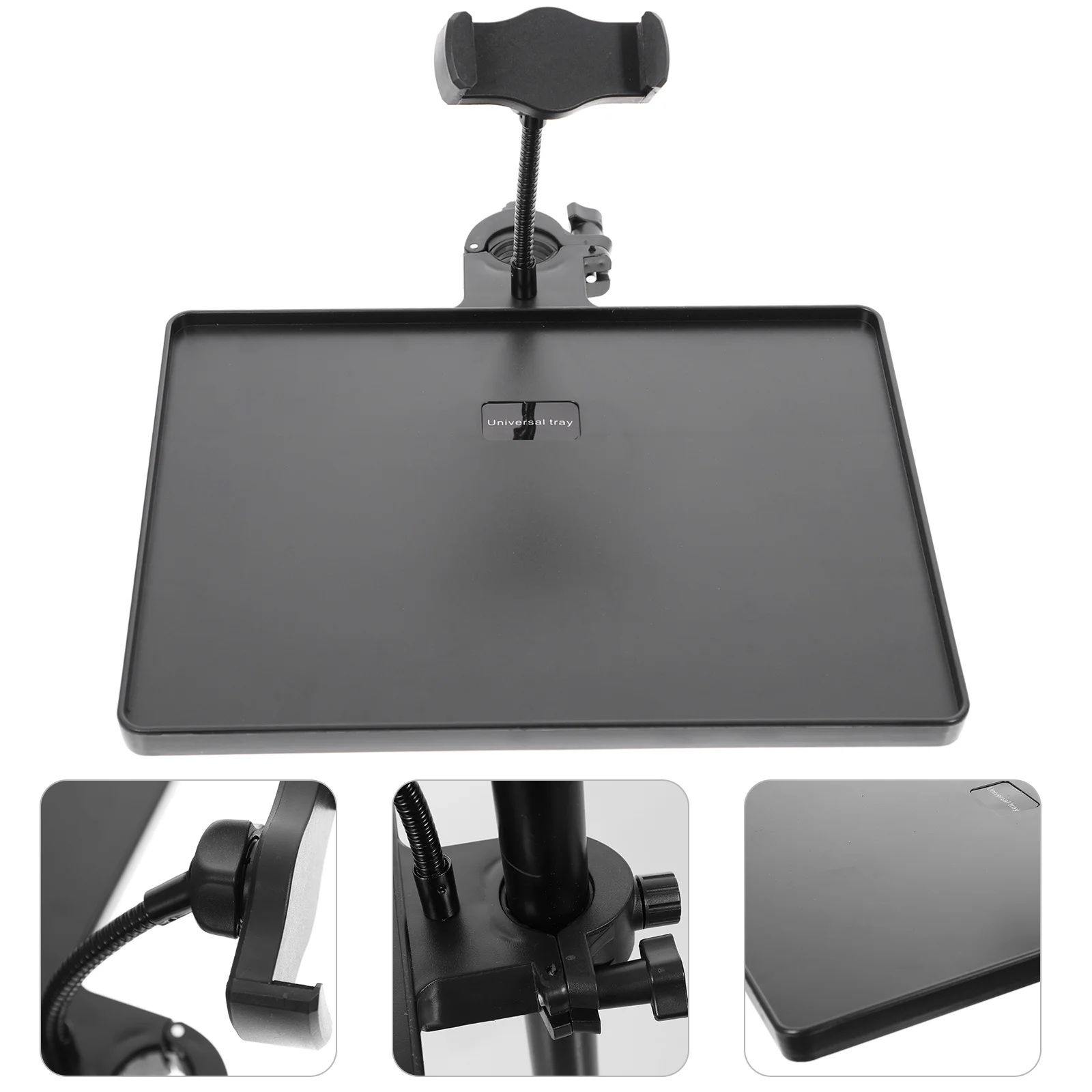 Large Size Mobile Phone Live Broadcast Holder Microphone Stand Tray Sound Card Rack Shelf Durable Metal Mount Adjustable Clamp