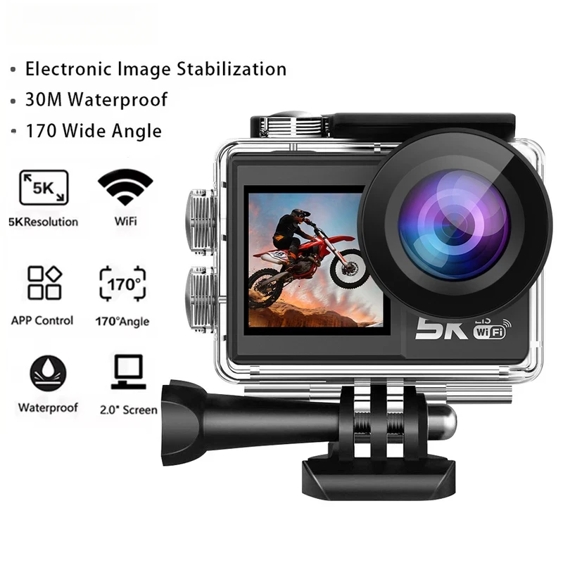 Caméra Action 4K Blanc avec Accessoires - Sans Carte ou avec 32/64 Go
