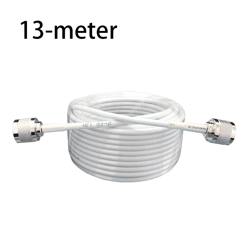 N Male To N male 3D 동축 케이블 13 미터, 휴대폰 신호 부스터 75ohm 흰색 케이블