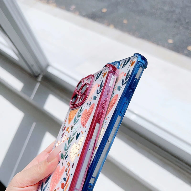 Graffiti Heart Flower Clear Soft TPU Phone Case