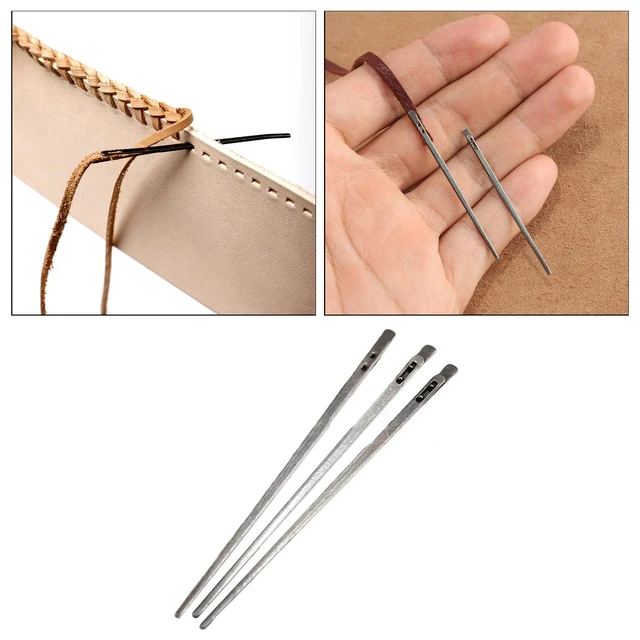 Leather 2-Prong Lacing Needle Rope Lace Needles Leather Sewing Craft Tools  2PCS_