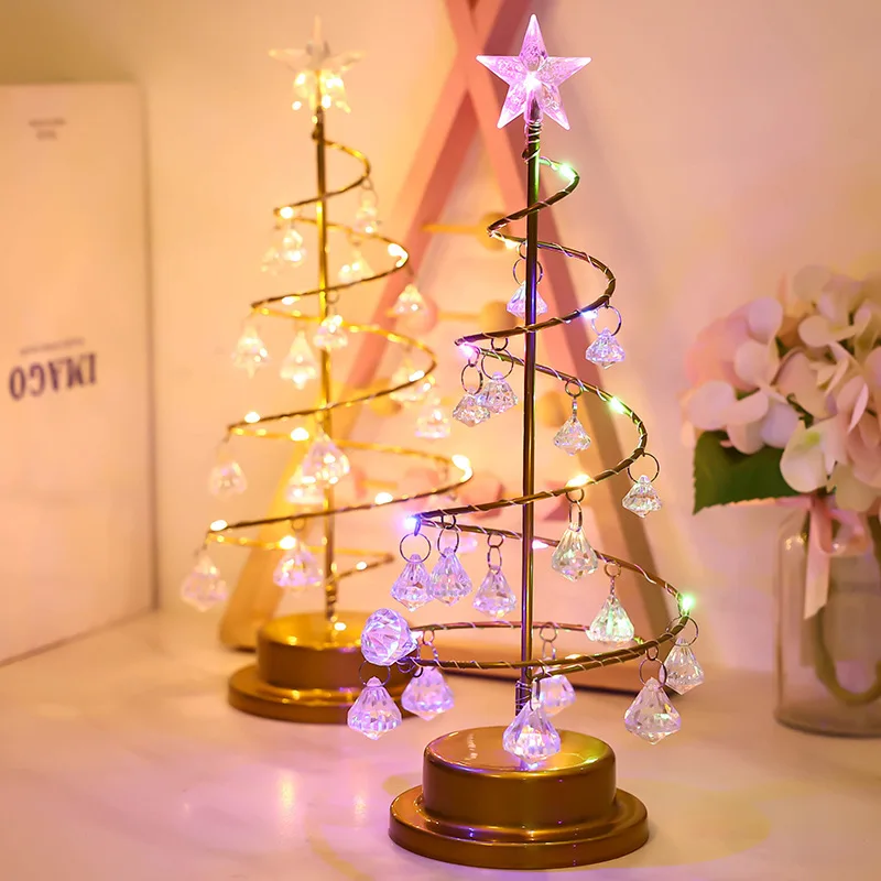 Lampe LED en cristal pour décoration de noël, arbre de noël, veilleuse,  ornements, lumières féeriques, décor de Table, cadeau de noël - AliExpress