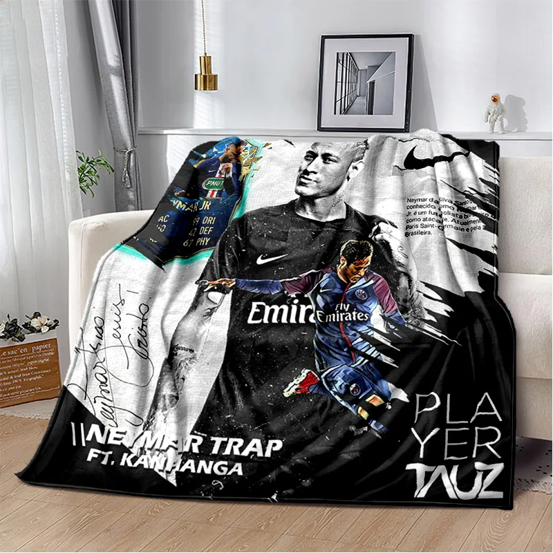 

Football Player Patterns Flannel Blanket Cat Printed Thin Portable Nap Air Conditioning Sofa Warm Plush Home Cover Custom Throw