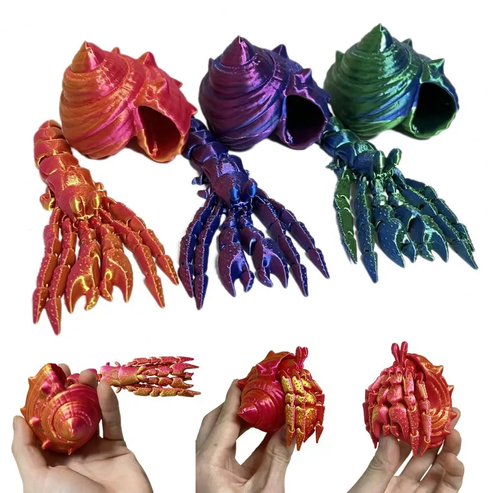 Mini Animal Toy Flexible Jointed Hermit Crab Toy Hermit Crab Figure Articulated Figurine with Movable Joints 3d Printed For Kids