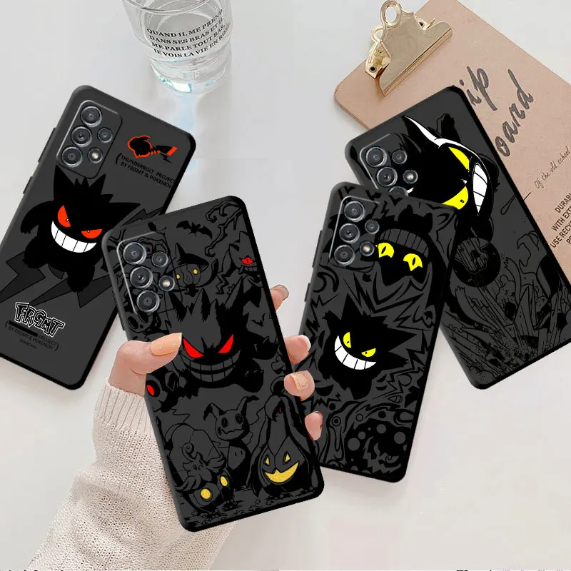 Pokemon Red Gengar P-Pikachu Custodia Per Telefono Per Samsung Galaxy A05 A30S A70 A02S M33 M13 A50 A04S A03 Core A02 A30 Cover Morbida Nera