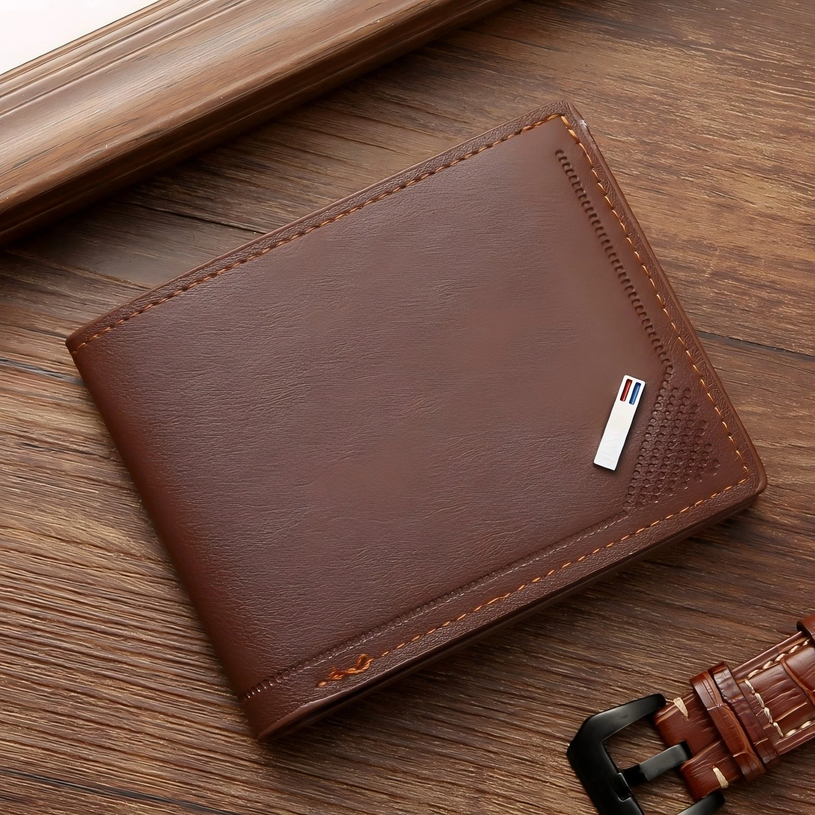 Slim Wallets for Men Money Clip Men's Youth Luxury Short Leather Card Holder Thin Minimalist Bifold Man Wallet - 2