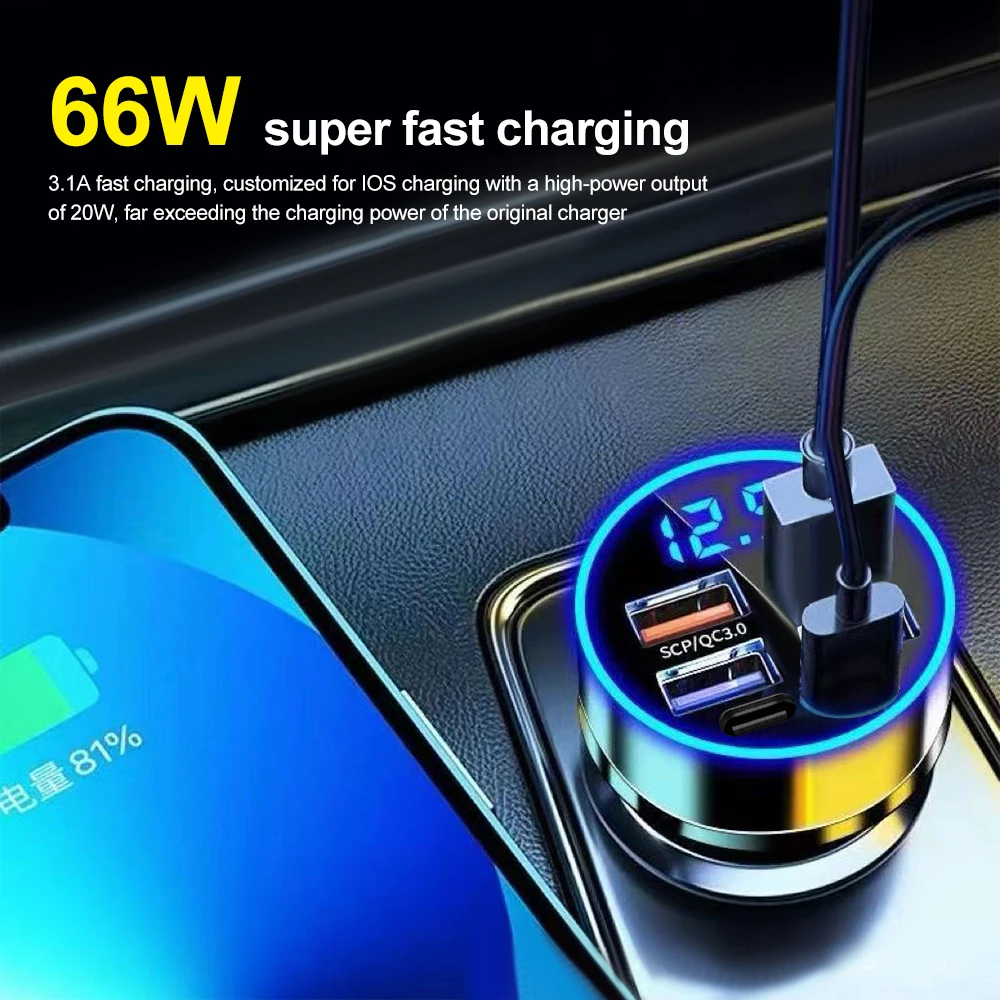    PD QC3.0 ޴ , CŸ, 6 Ʈ, 66W, ڵ SUV Ʈ