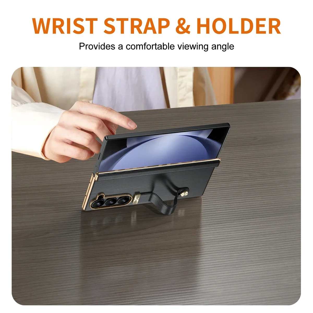 Ultra-Thin Matte Electroplated Shockproof Folding Case with Hinge Protection