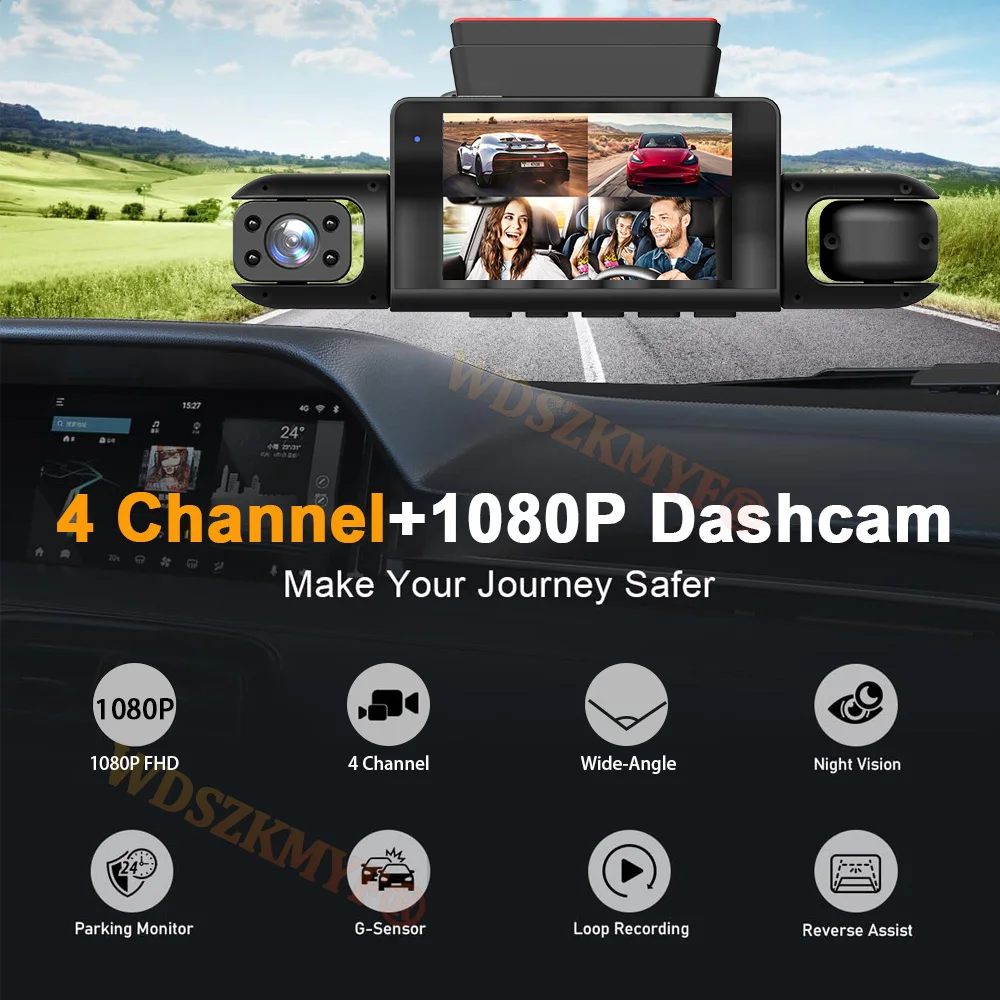 New 360° Car Camera 4Lens 1080P Dash Cam auto Night Vision car recording camera Car DVR Front Rear View Camera Casr accessory