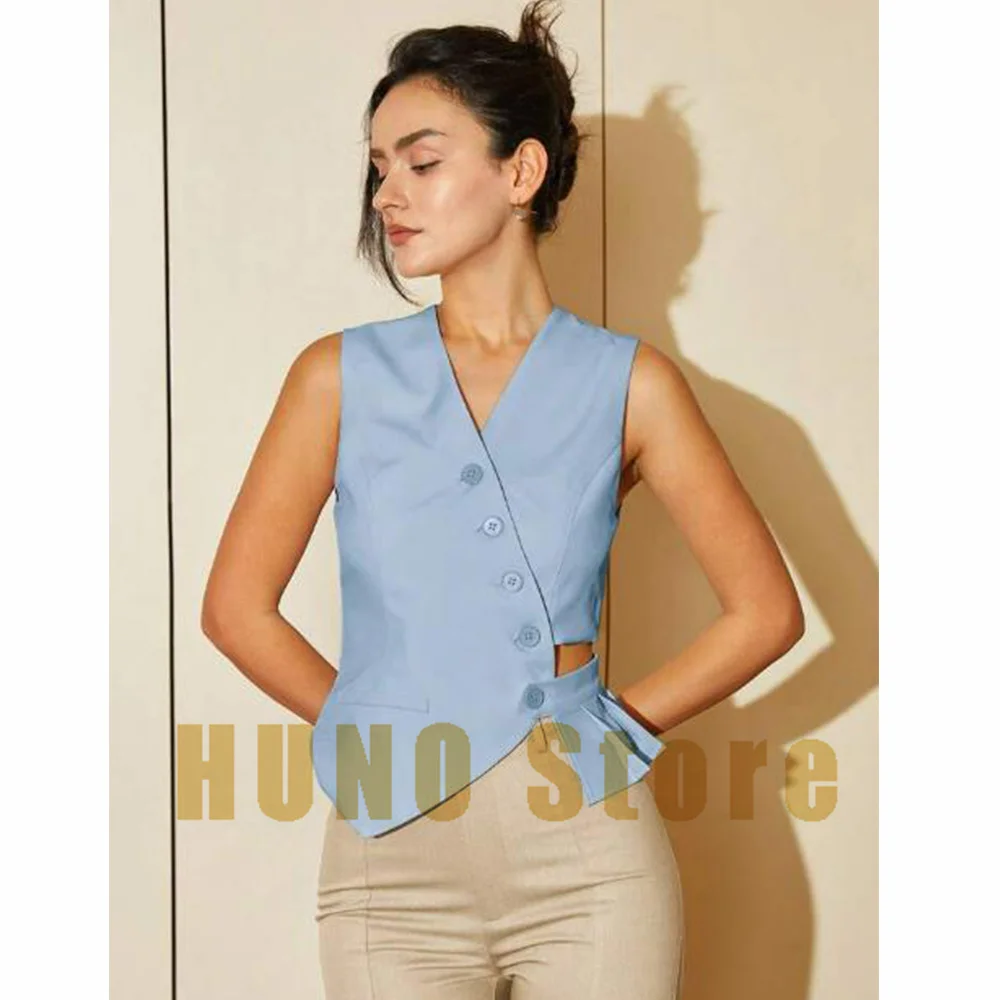 Women's Vest Half Skirt Design Fashion Oblique Breasted Button Sleeveless Summer Thin Section Single Wear Slim Ladies Vest