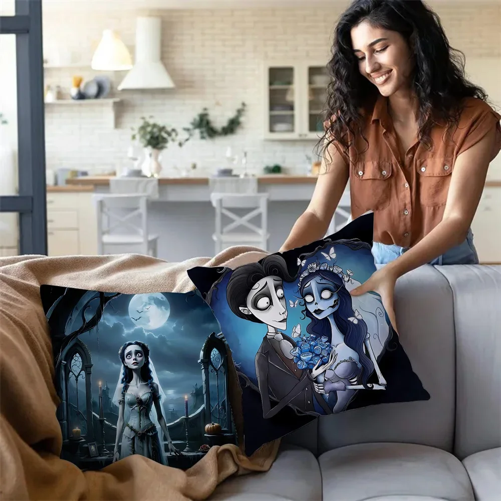 Anime C-Corpse Bride Cartoon Pillow Covers Cartoon Sofa Decorative Home Double-sided Printing Short Plush Cute Cushion Cover