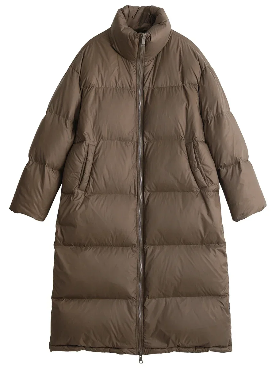 CHIC VEN Women Down Coats New Long Thick Warm Down Jackets Overcoat White Duck Down Loose Casual Jacket Autumn Winter 2023 4