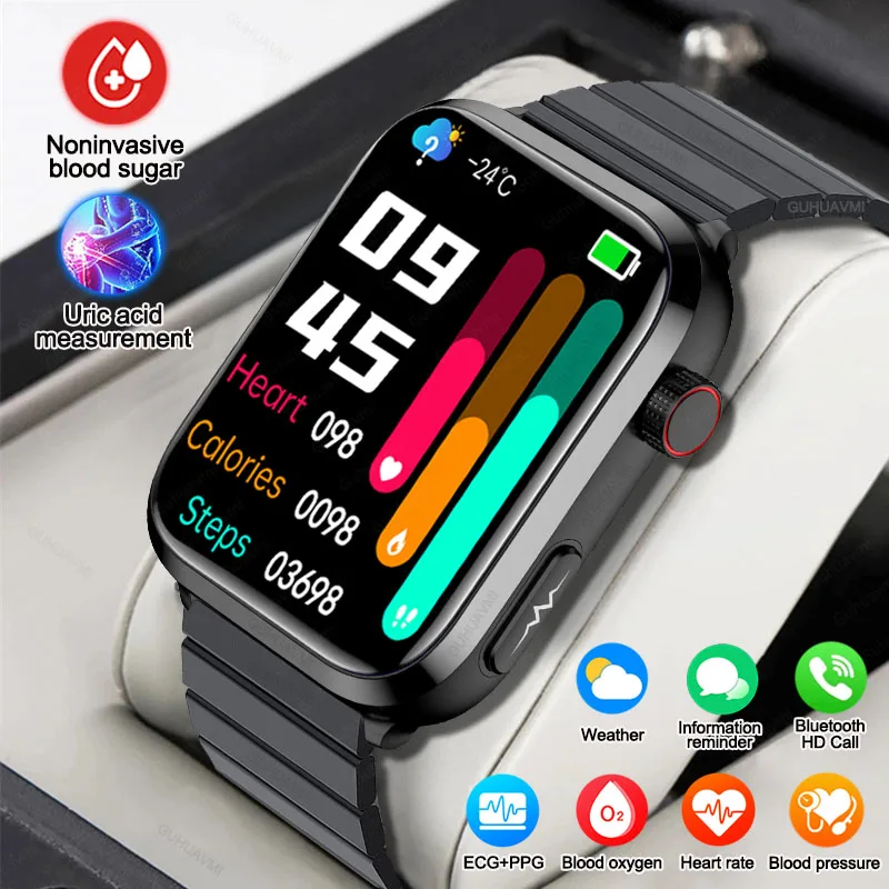 

Смарт-часы мужские с поддержкой Bluetooth, ЭКГ, сахар в крови