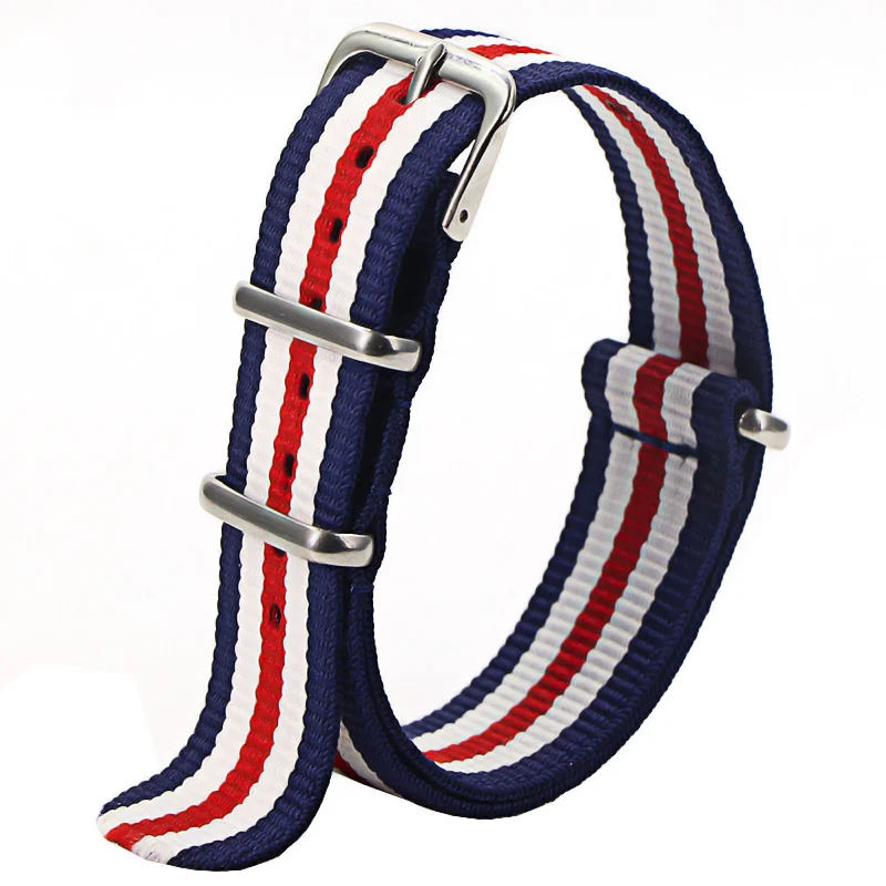 Nylon Army Sports Watch Strap – Black Adjustable Belt with Buckle