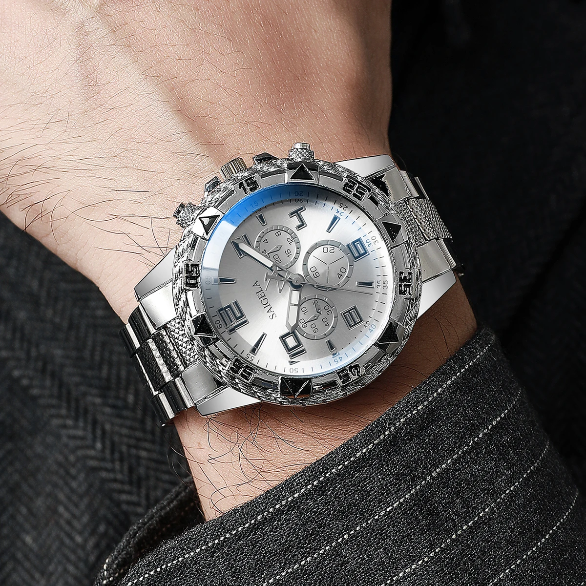 Men Business Watches Fashion Stainless Steel Band Male's Quartz Watch 4
