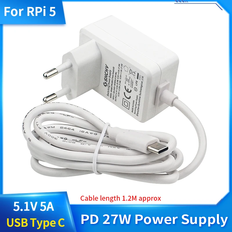 Alimentatore per Raspberry Pi 4 -1.5m USB tipo C con Adattatori
